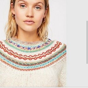 Free People Vacation Embroidered Sweater Top NWOT